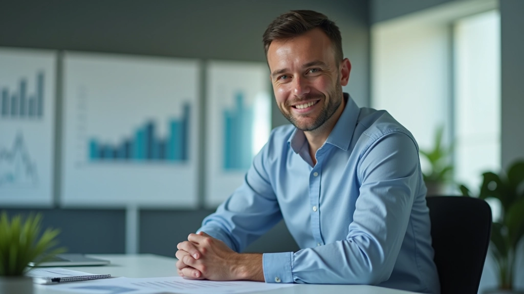 Ökonom analysiert nachhaltige Wirtschaftsdaten an modernem Arbeitsplatz