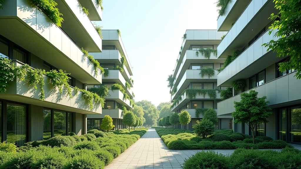 Nachhaltige Stadt mit grünen Gebäuden und modernem Design